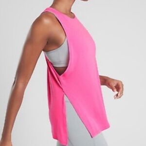 Athleta Essence Side Slit Tank Top Neon Pink